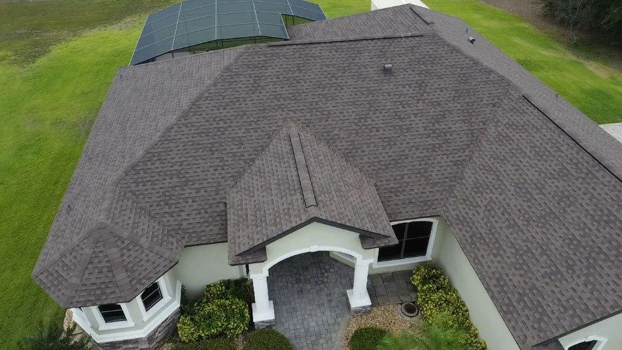 Overhead look of a project by Olympus Roofing Company in Central Florida